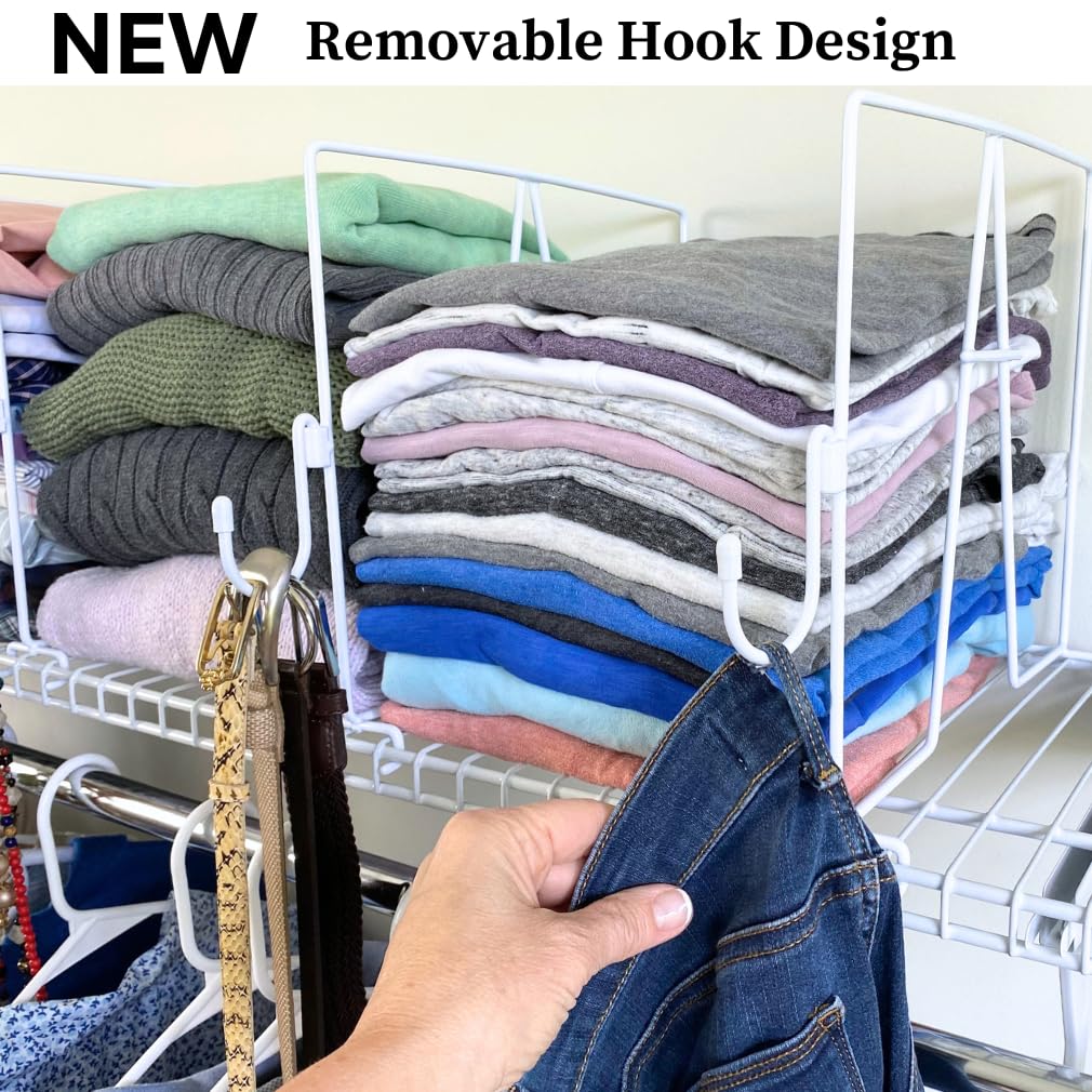Evelots Wire Shelf Dividers 10 Pack with New Patent Pending Hooks for Extra Closet Storage & Organization for Home or Office -Tall Shelf Evelots