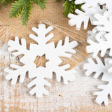 Rustic Wooden Snowflake Christmas Ornaments - 12 Old Fashion White Wood Snowflake Ornaments with Jute String Hangers for Christmas Tree Garland or Factory Direct Craft
