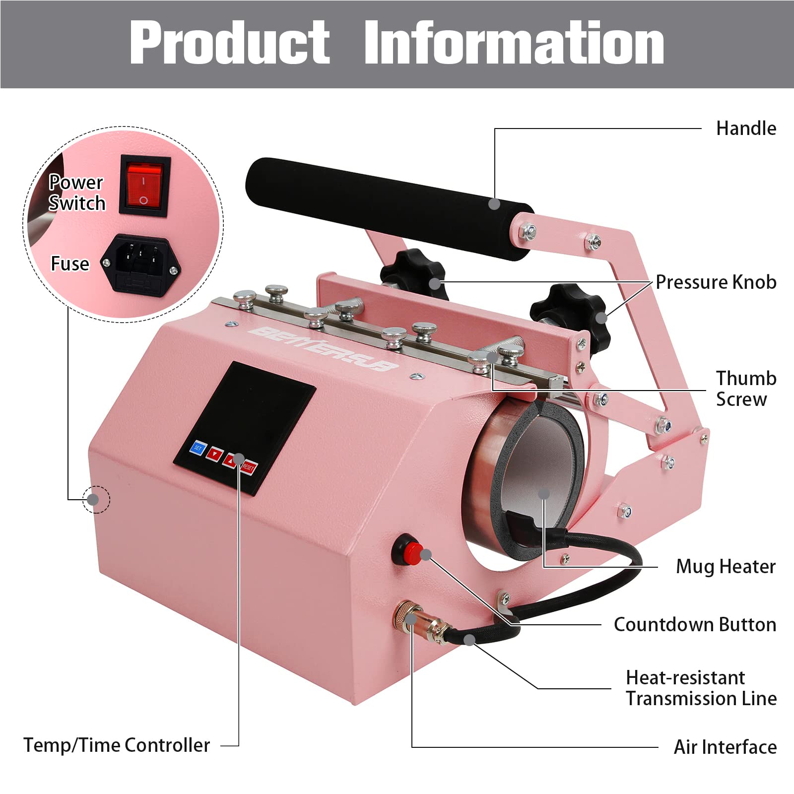 BetterSub Tumbler Mug Heat Press Machine 30 OZ 20 OZ 16 OZ Sublimation Straight Skinny Tumbler Mug Sublimation Print 11 OZ 15 OZ Sublimation Mug Heat - WoodArtSupply