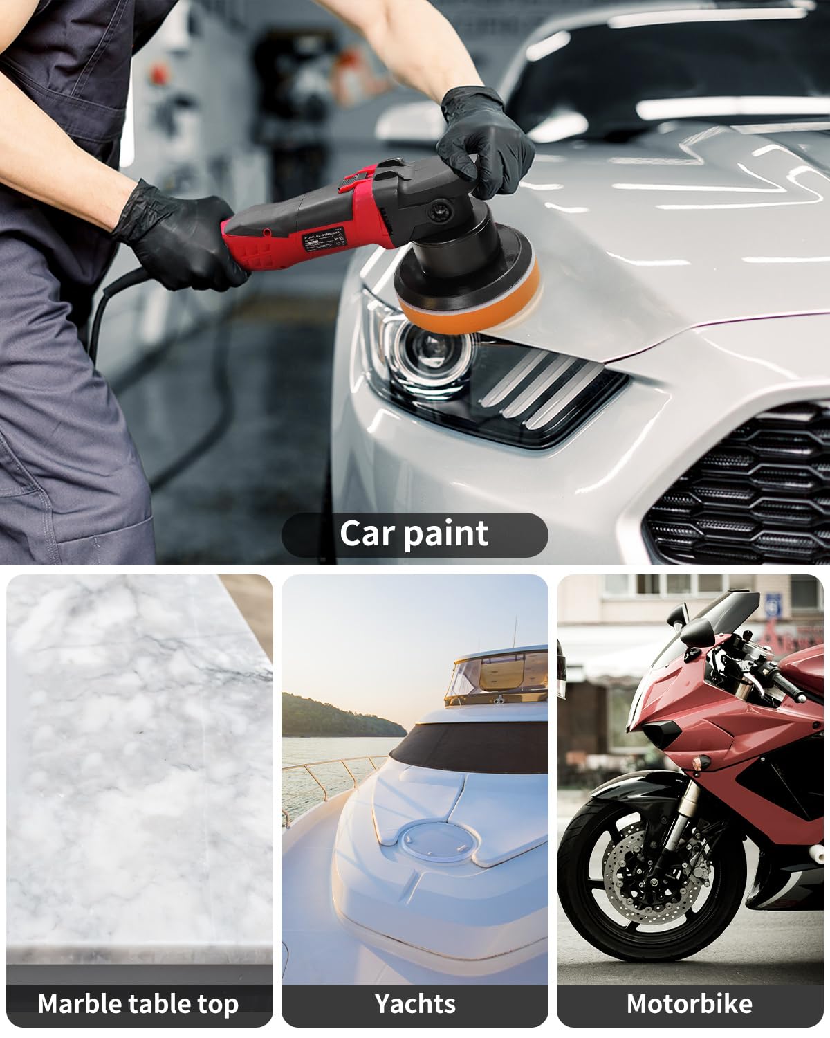 AVID POWER Buffer Polisher, 6-inch Dual Action/DA Polisher for Car Detailing, Random Orbital Car Buffer Polisher Waxer Kit with Variable Speed & 3 AVID POWER