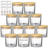 SUPMIND 4oz Glass Candle Jars 12 Pack- Clear Empty Candle Jars with Bamboo Lids and Sticky Labels, Bulk Small Candle Jars for Making Candles SUPMIND