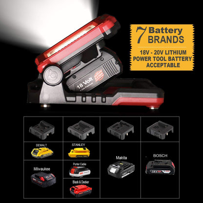 DAYATECH Rechargeable Cordless LED Work Light, 3500 LM, 25 W Compatible with DEWALT, MILWAUKEE, MAKITA, BOSCH, Black&Decker, Porter Cable, STANLEY - WoodArtSupply