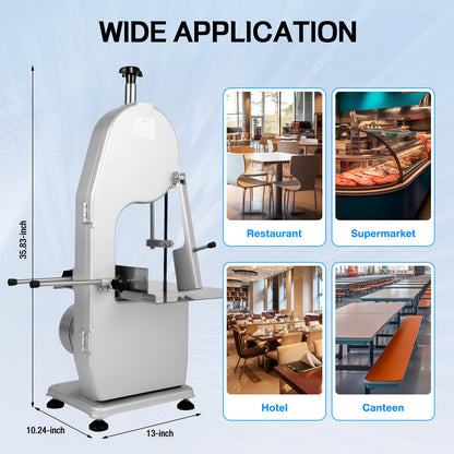 Food Slicer Bone Saw Machine, 1500W Frozen Meat Cutter, Butcher Cutting Machine with Bandsaw, Max Cutting Height 150mm,Work Table 14.8 x 19.7inches,