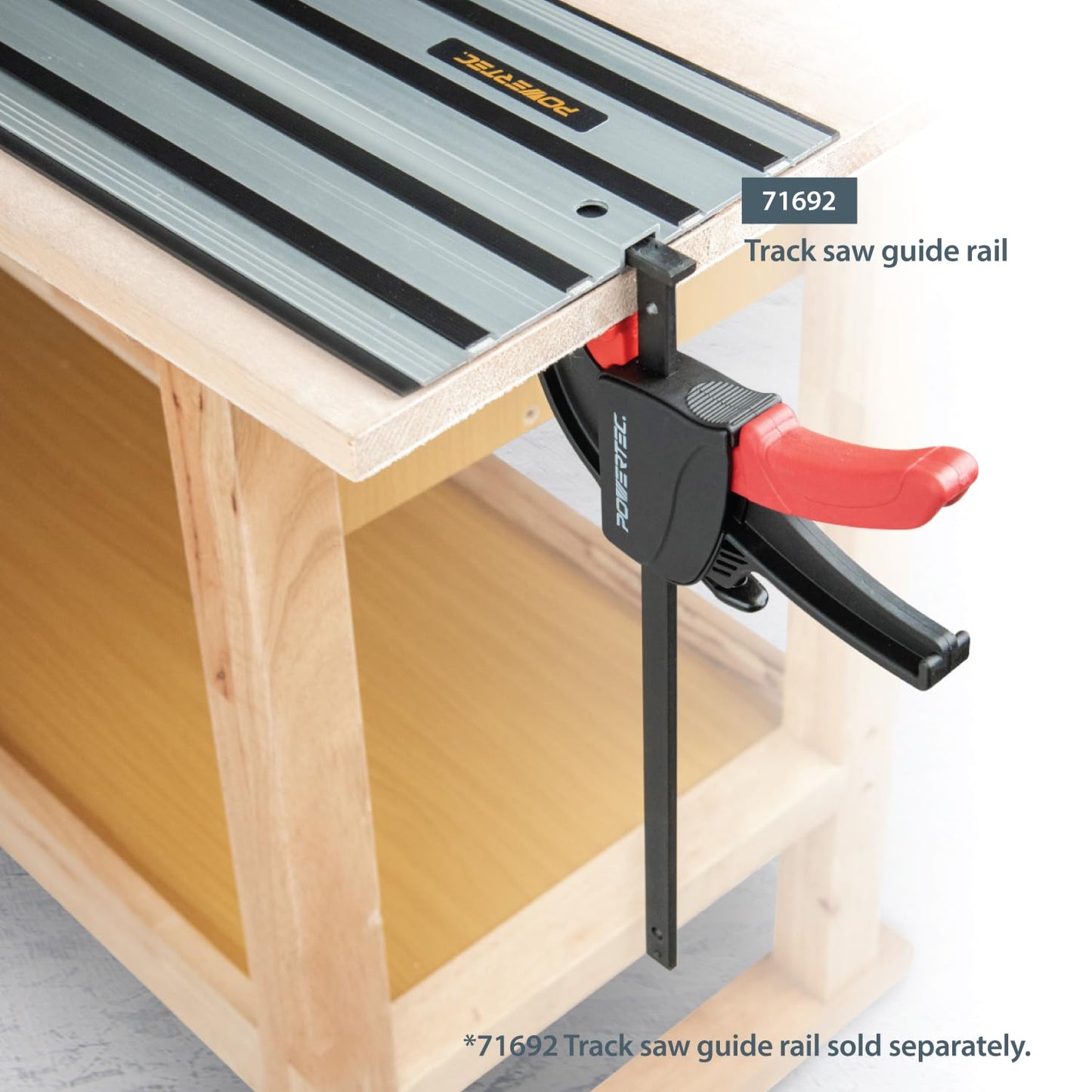 POWERTEC 2 PK Tracksaw Track Guide Rail Clamp, 8-3/4 Inch Quick Release Clamps for Circular Saw Guide Rail System, Woodworking, 71423V - WoodArtSupply