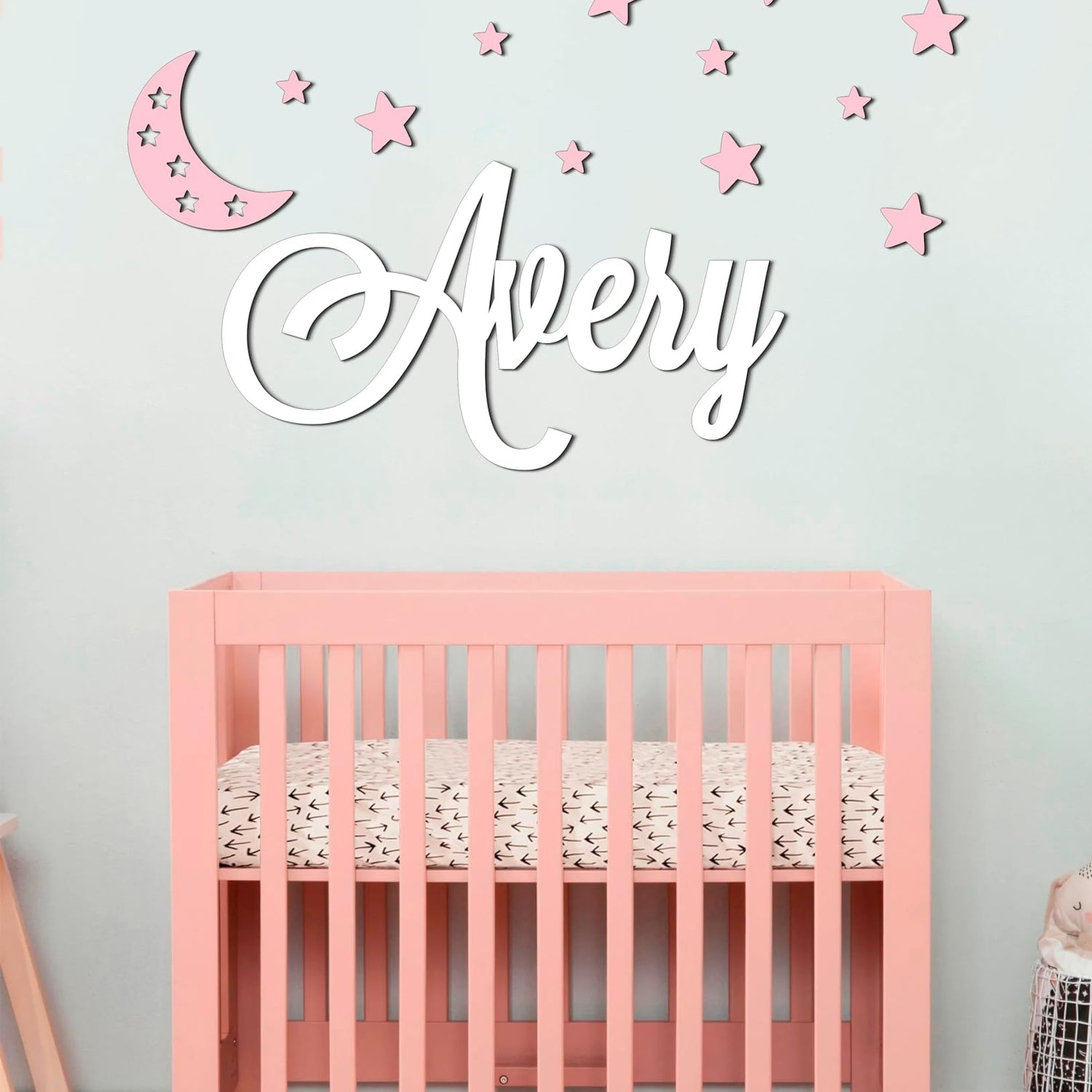 Personalized Custom Wood Name Sign with Stars Wooden Wall Stickers Nursery Name Sign, Personalized Baby Gifts Nursery Wall Decor Wooden Letters for Generic