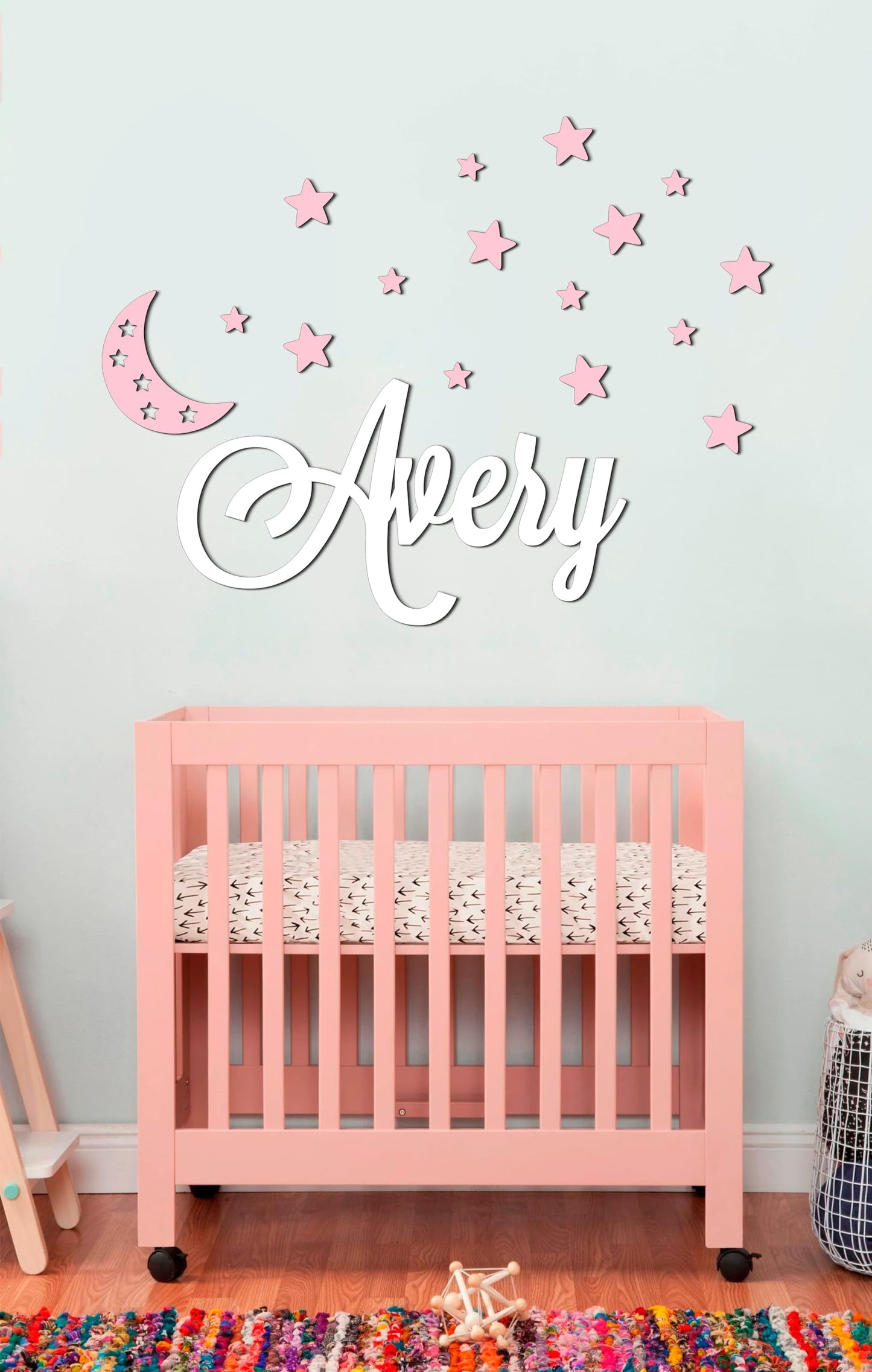 Personalized Custom Wood Name Sign with Stars Wooden Wall Stickers Nursery Name Sign, Personalized Baby Gifts Nursery Wall Decor Wooden Letters for