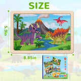 Wooden Puzzles Dinosaur Toys for Kids Ages 3-5, Set of 4 Packs with 24-Piece Wood Jigsaw Puzzles, Preschool Educational Brain Teaser Boards for Boys NASHRIO