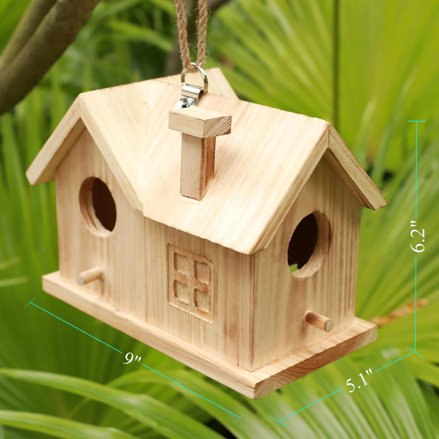 Bird House Outdoors Hanging Bird House for Outside - Unfinished Wooden Birdhouse for Painting - Sheltered Warm Place for Small Birds Bluebird House-