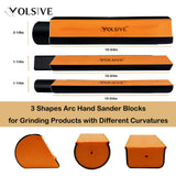 VOLSIVE 7pcs Hand Sanding Block Set, Rectangle Handheld Sanding Pad, Hook and Loop Interchangeable Assorted Shapes, for Sanding or Polishing in Auto VOLSIVE