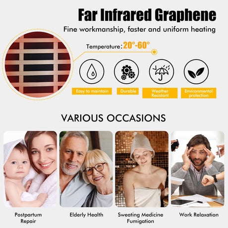 OUTEXER Outdoor Far Infrared Sauna Wooden Saunas Spa 1300W Low-EMF Dry Sauna Room for One Person Finland Spruce Wood OUTEXER