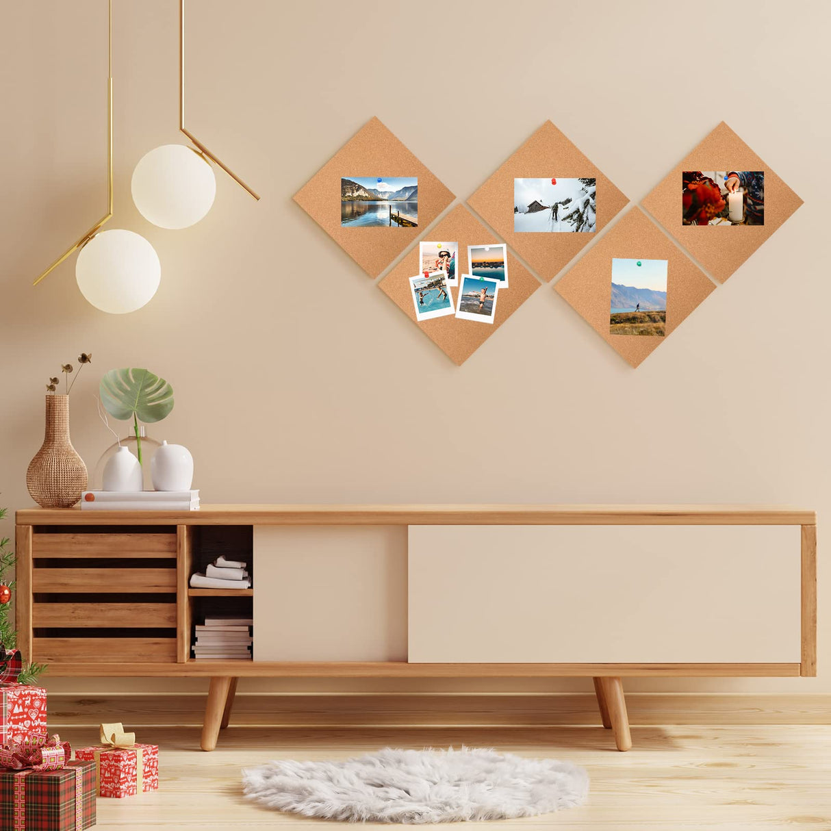 Kosiz 30 Pack Cork Board for Wall 12" x 12", 1/4" Thick Square Cork Board Tiles Brown Bulletin Corkboards with 150 Self Adhesive for Office Home and Kosiz