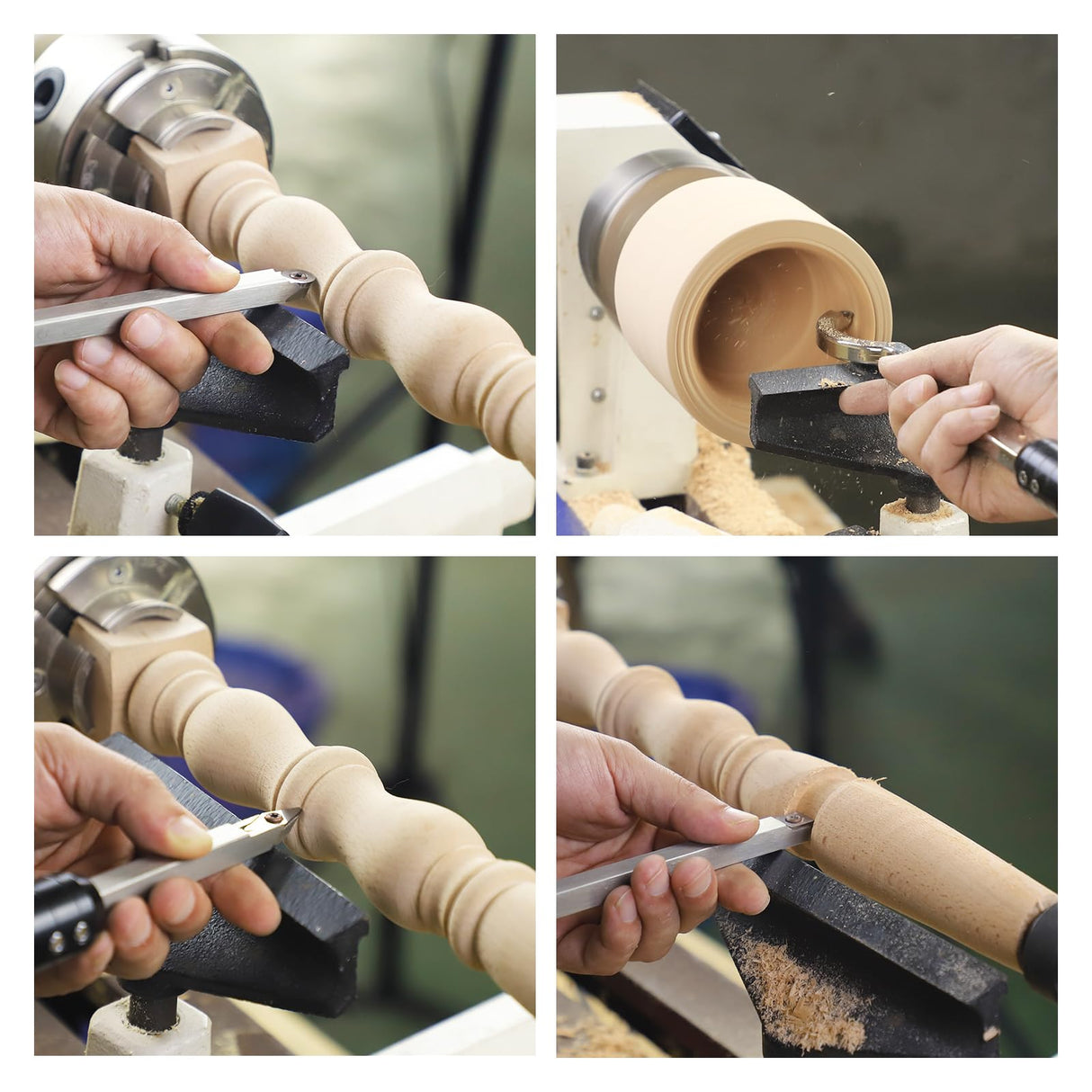 DEEFIINE Carbide Tip Wood Lathe Turning Tool set With Bowl sander, Lathe Roughing and Finishing Hollowing Tool Interchangeable Aluminum Alloy Handle DEEFIINE