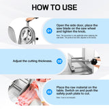 Electric Meat and Bone Saw w/18.7 * 14.96 inche Workbench, 1500W Stainless Steel Commercial Bone Band Saw Machine - 6.3 inches Adjustable Cutting REBaiYU