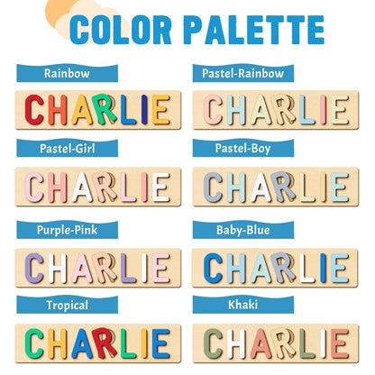 PUREFLY Name Puzzle for Kids Personalized, Custom Baby Boy Girl Gifts First Birthday Valentine Easter, Montessori Learning Toddler Toy Alphabet - WoodArtSupply