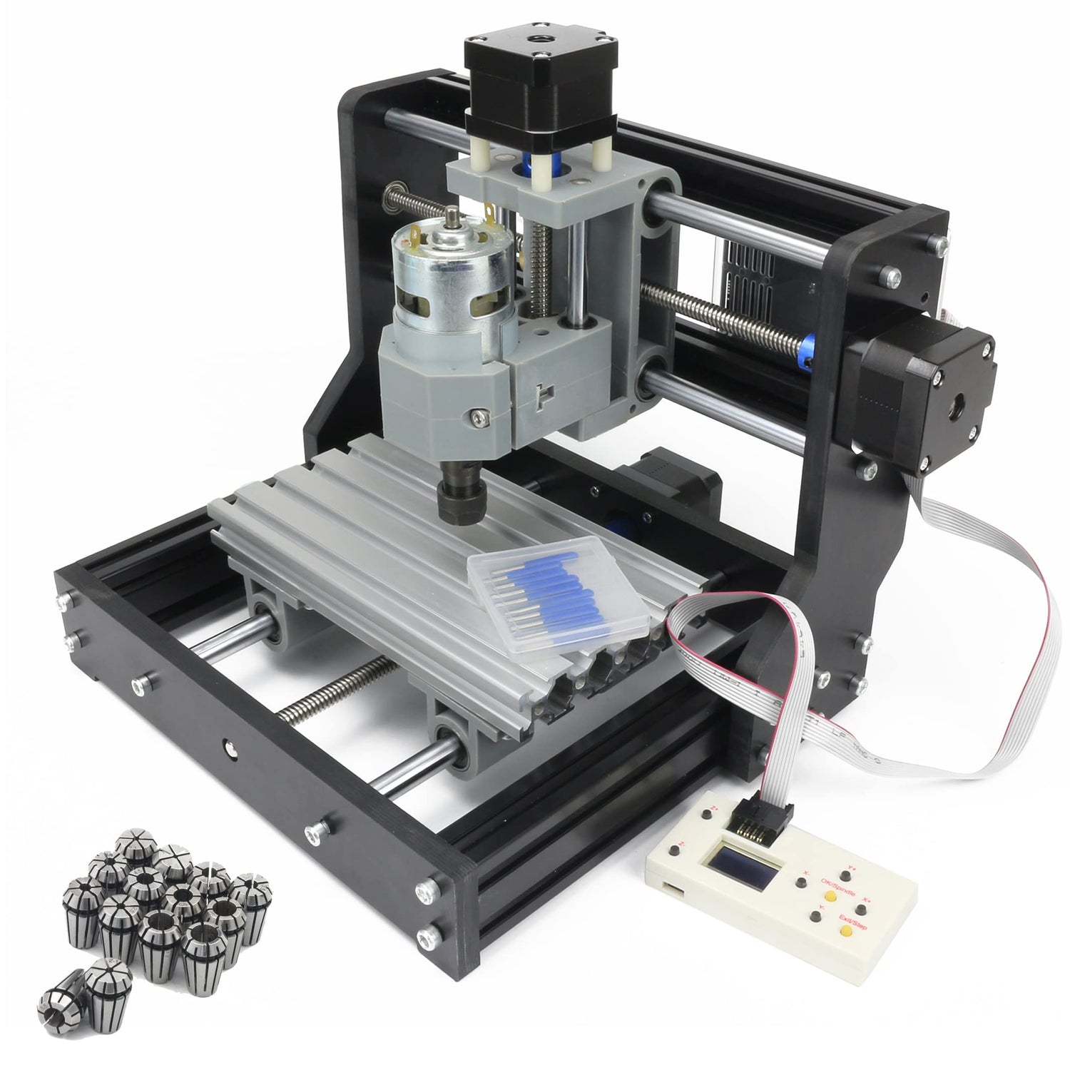RATTMMOTOR CNC 1610 PRO 3 Axis GRBL Control DIY Mini CNC Router Machine Kit with Offline Controller and 14pcs ER11 Collets CNC Engraving Milling RATTMMOTOR