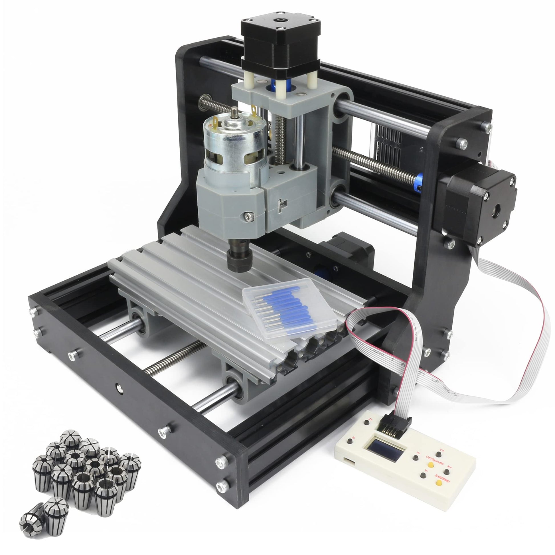 RATTMMOTOR CNC 1610 PRO 3 Axis GRBL Control DIY Mini CNC Router Machine Kit with Offline Controller and 14pcs ER11 Collets CNC Engraving Milling - WoodArtSupply