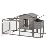 PetsCosset 79" Wooden Chicken Coop Rabbit Cage with Nesting Box, Waterproof Roof, Removable Tray, Combinable PetsCosset