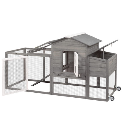 PetsCosset 79" Wooden Chicken Coop Rabbit Cage with Nesting Box, Waterproof Roof, Removable Tray, Combinable - WoodArtSupply