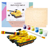 Allessimo - Create + Paint Tank 3D Puzzles for Kids, Girls and Boys Ages 7 8 9 10 11 12 Year Old. Includes Wooden Model Kit, Brush and Paint ALLESSIMO