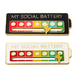 Social Battery Pin - My Social Battery Creative Lapel Pin, Fun Enamel Emotional Pin 7 Days A Week (1White+1Black) vizethru
