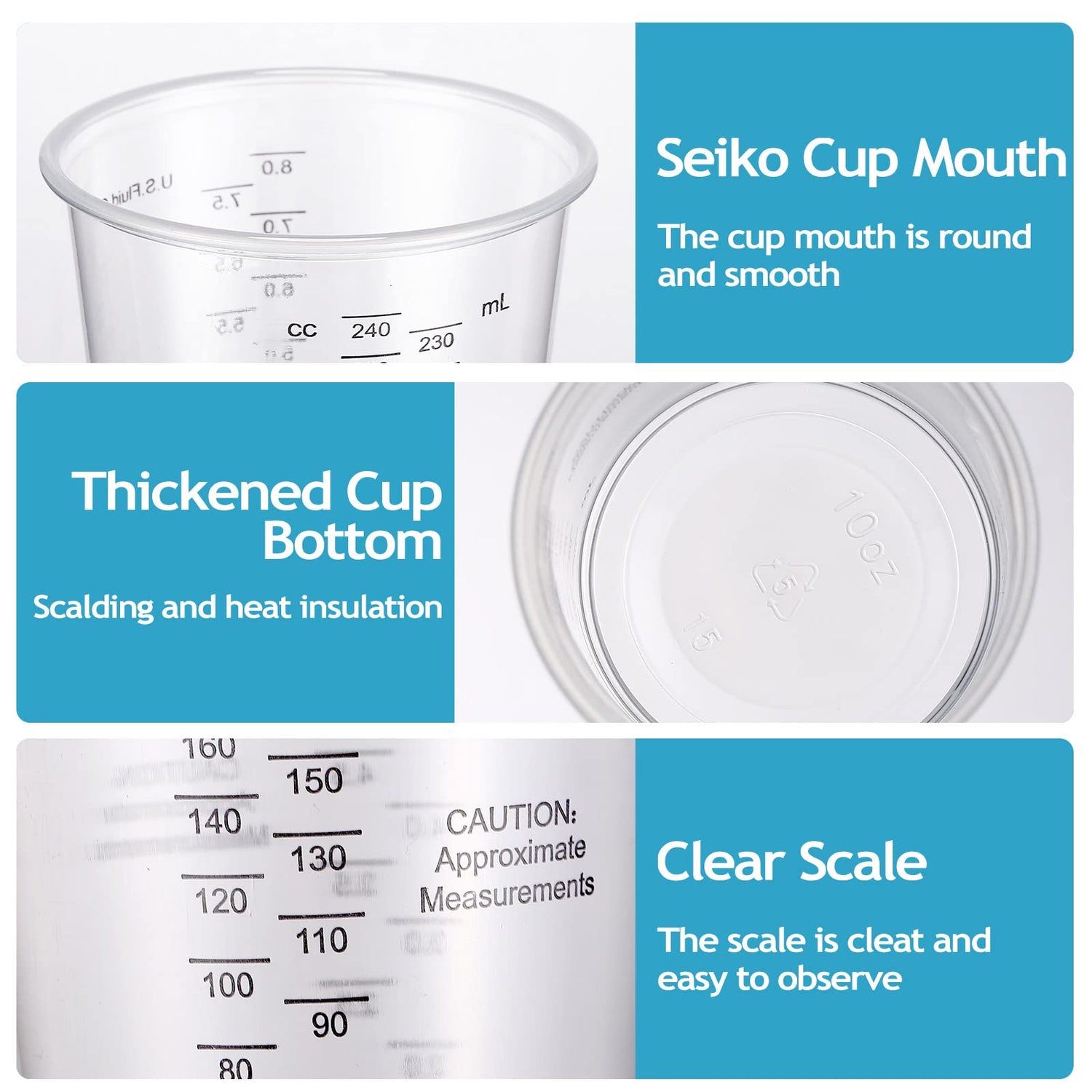 300 Pieces 8 oz Plastic Measuring Cups with 300 Wooden Mixing Sticks Disposable Measuring Cups for Epoxy Resin Mixing Cups for Liquid Measuring, Yunsailing