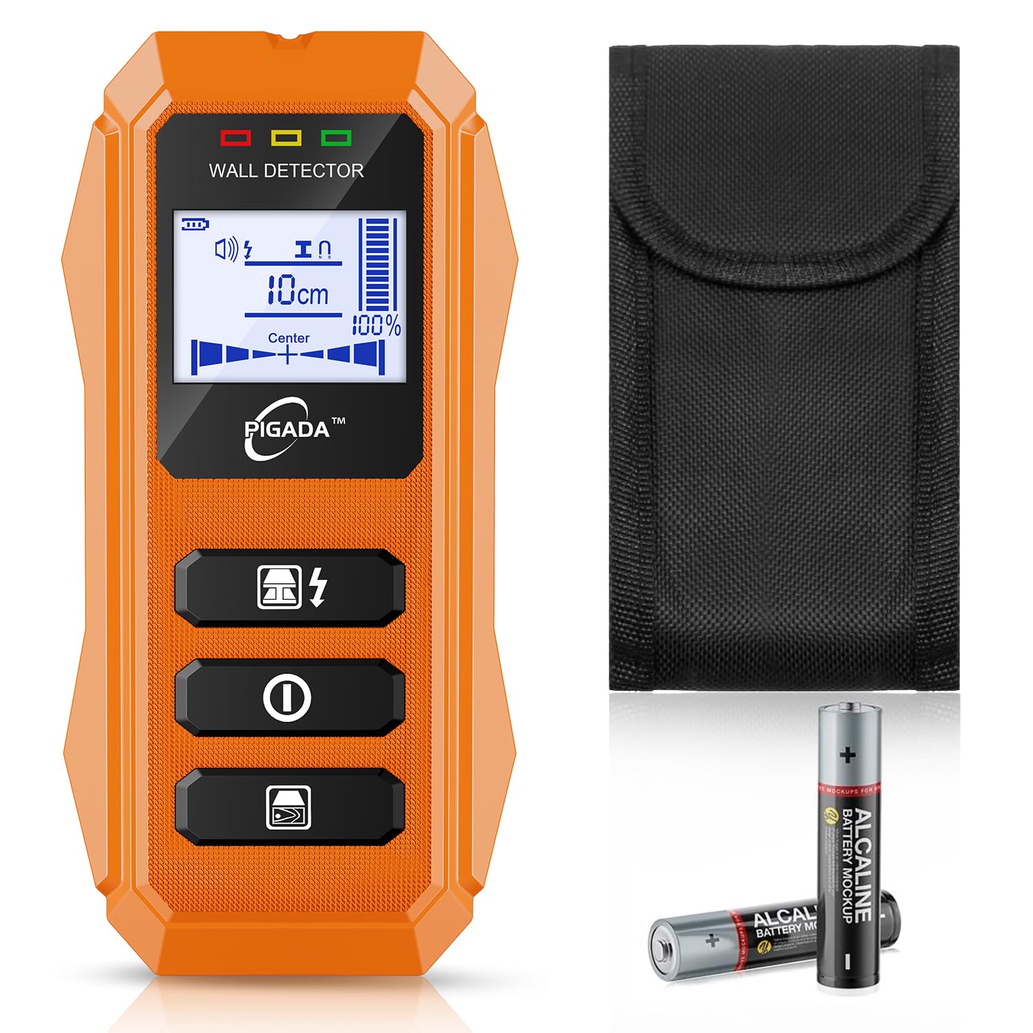 Stud Finder up to 4.7inch Contain Protecting Pouch,Wall Scanner 6 in 1 Beam Finders with Intelligent Microprocessor Chip, Audio Alarm and HD LCD PIGADA