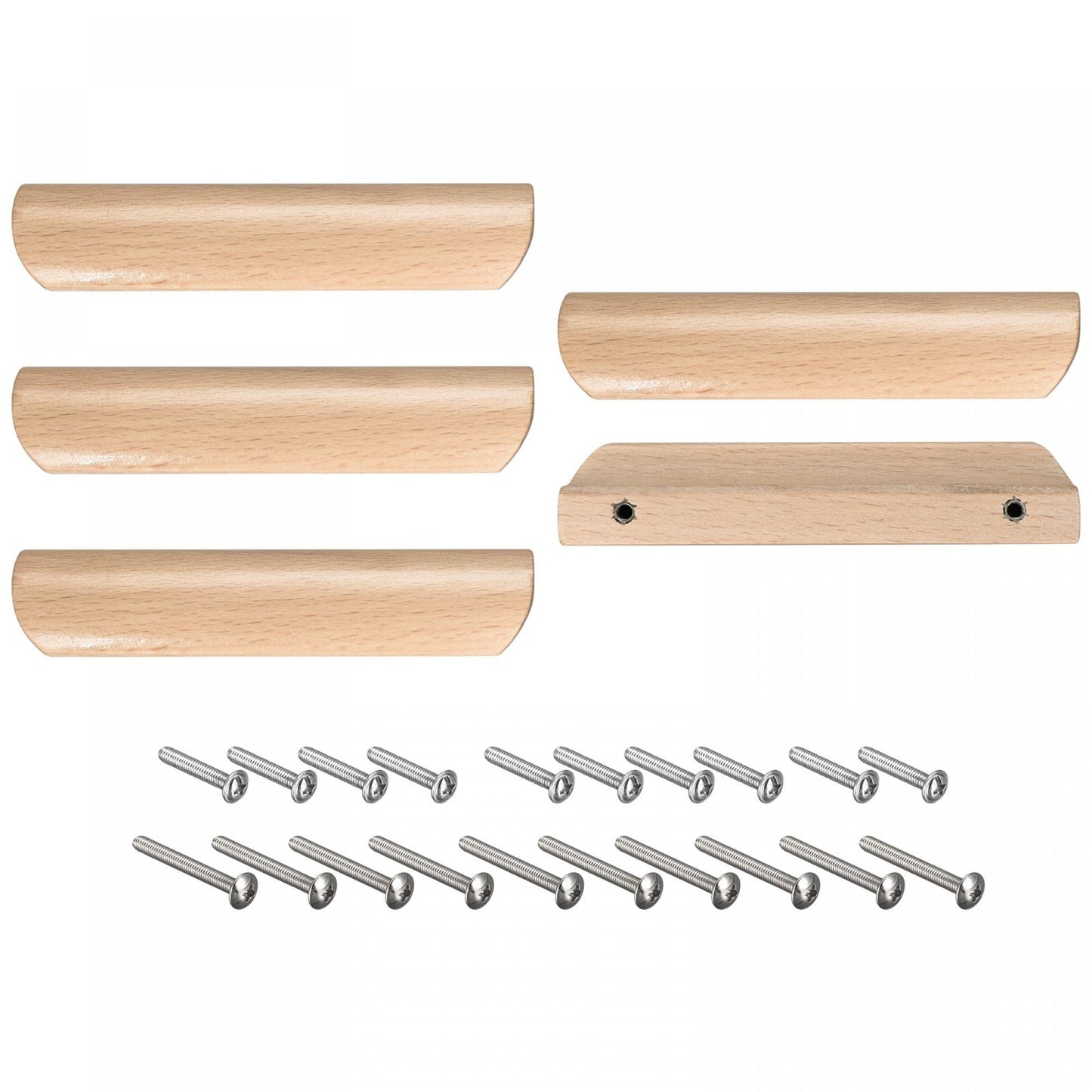 uxcell Wood Pull Handles, 4.88" 5Pcs Wooden Drawer Unfinished Knobs Pulls for Kitchen Furniture Drawer Wardrobe Cupboard with Screws - WoodArtSupply