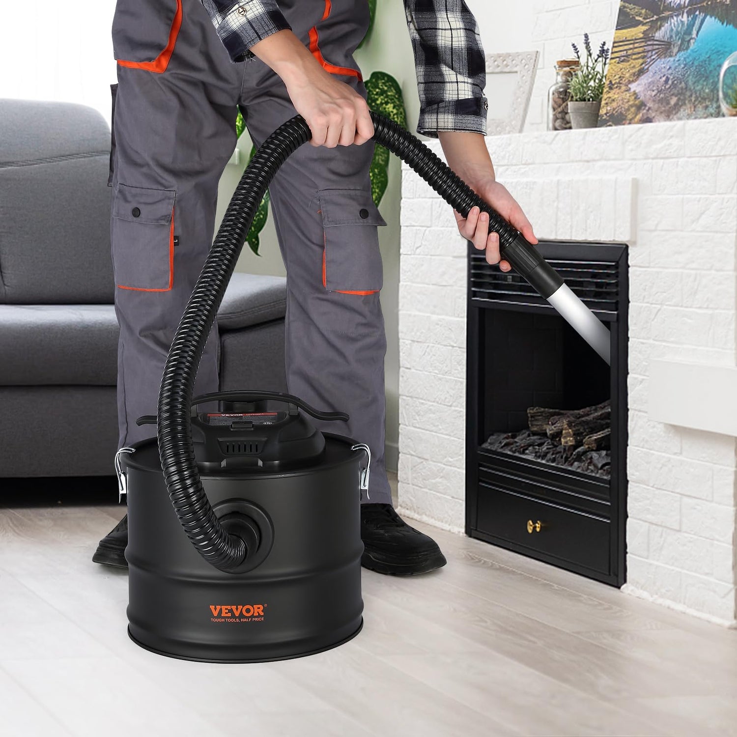 VEVOR Vacuum Cleaner 4 Gallon with 1200W Powerful Suction, Ash Vac Collector with 47.2 in Flexible Hose, for Fireplaces, Pellet, Wood Stove, Log VEVOR