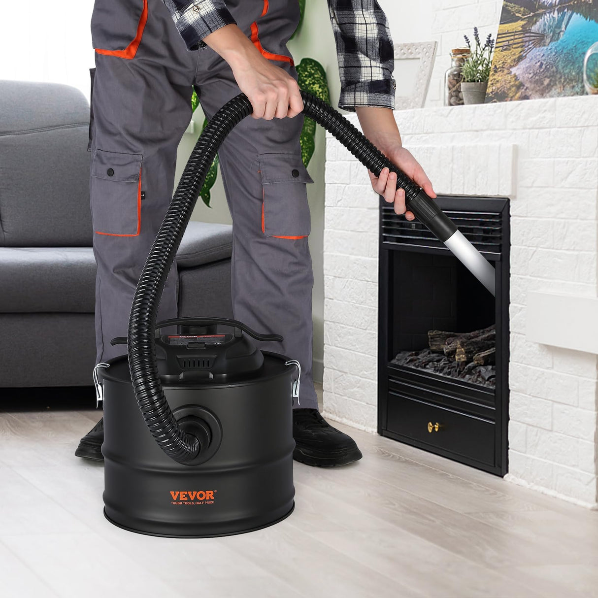 VEVOR Vacuum Cleaner 4 Gallon with 1200W Powerful Suction, Ash Vac Collector with 47.2 in Flexible Hose, for Fireplaces, Pellet, Wood Stove, Log VEVOR
