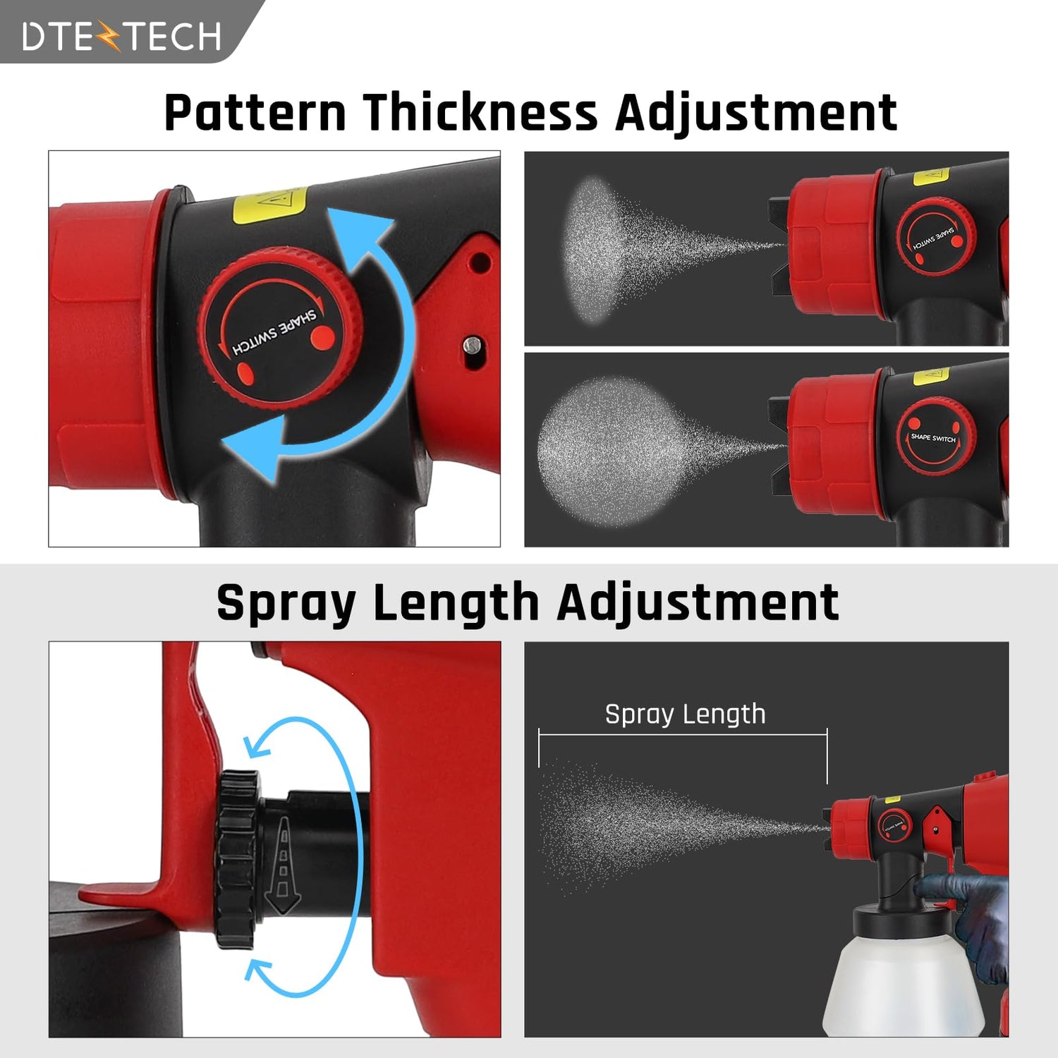 Paint Sprayer for Milwaukee M18 18V Battery, HVLP Spray Paint Gun with Brushless Motor and Copper Nozzle, 200W Cordless Paint Sprayer for Home DTEZTECH