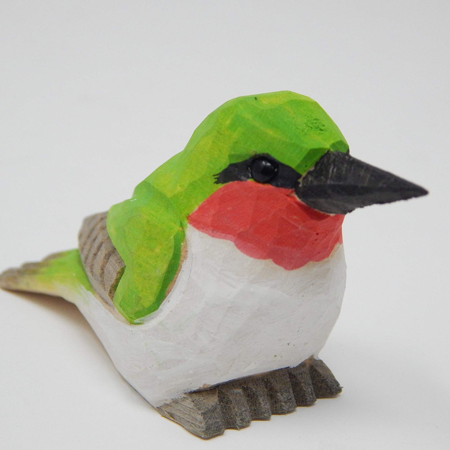 Selsela Hummingbird - Wooden Figurine Ruby-Throated Gift Decoration Handmade Bird Art Carved Small Animal Garden Statue Selsela