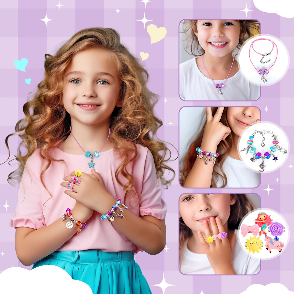 homicozy DIY Charm Bracelet Making Kit for Girls with A Unicorn Compartment Storage Box, Jewelry Making Kit Craft Beads, Necklace, Ring, Christmas homicozy