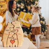 Personalized Wooden Bears Family Puzzle Gifts with Name Customizable Wooden Puzzle with 1-8 Name Decorative Piece for Home Decor and Birthday Gifts VEELU