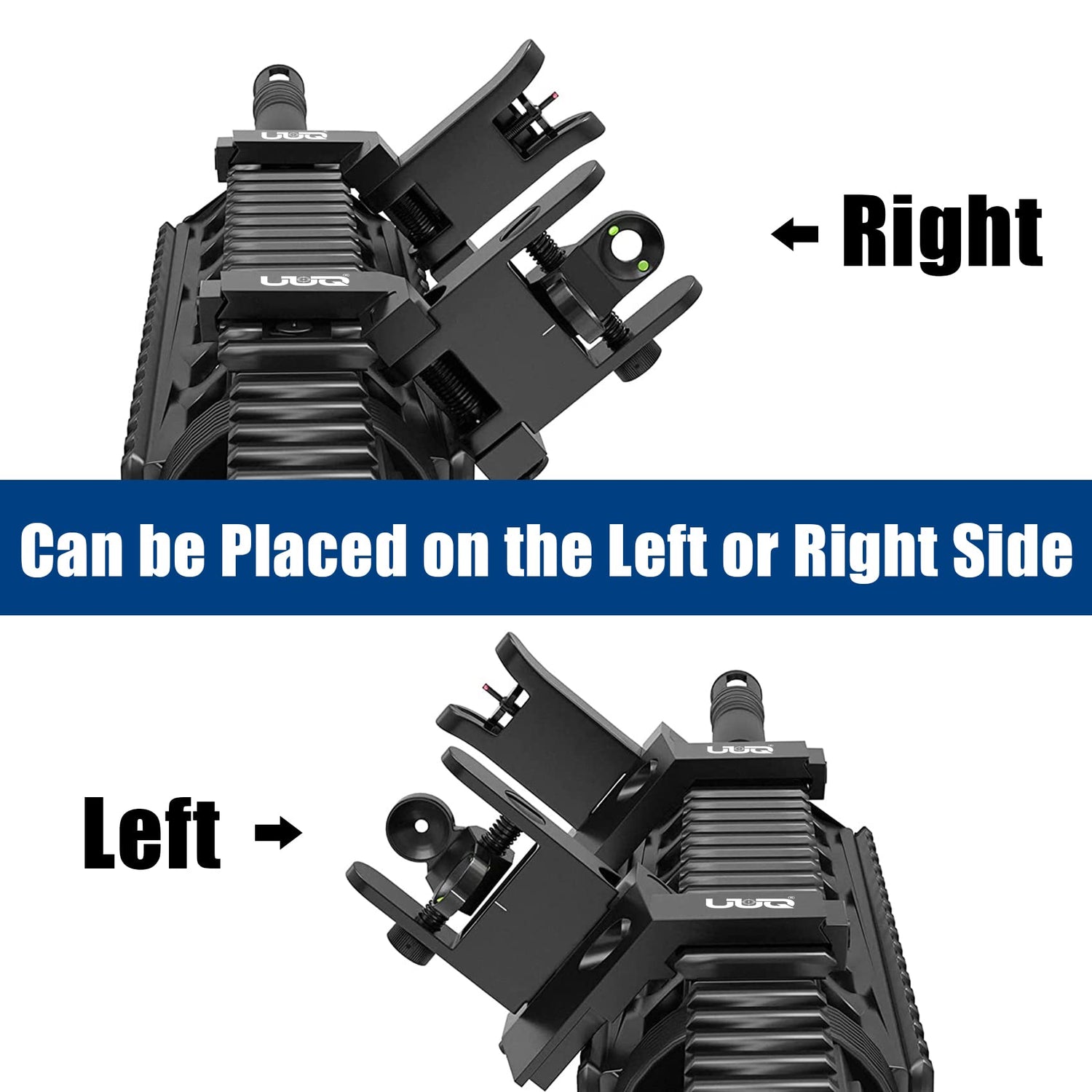 UUQ 45 Degree Offset Fiber Optic Iron Sights,Flip Up Front Rear Sites with Red&Green Dot,BUIS Backup Sight Set for Airsoft Gun, Tool-Free Adjustable UUQ