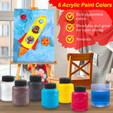 Acrylic Paint Set for Kids - Acrylic Paint Kit Includes 6 Assorted Craft Paint, Painting Canvas, 7 Paintbrushes, Paint Pallet - Arts and Crafts Paint The Mega Deals