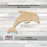 Dolphin Wood Cutouts for crafts, Laser Cut Wood Shapes 5mm thick Baltic Birch Wood, Multiple Sizes Available Elliefont Styles