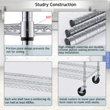 6 Tier Storage Shelves Metal Wire Shelving Unit with Wheels, 6000LBS Weight Capacity Heavy Duty NSF Height Adjustable Garage Shelving Utility Steel Dkeli