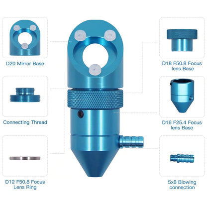 FONLAND K40 CO2 Laser Head with Air Assist for K40 Laser Engraver Cutter Engraving Machine, Lens Dia 12/18mm FL50.8mm & Dia 16mm FL25.4mm Mirror 20mm - WoodArtSupply