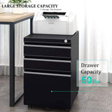GOOGIC 3-Drawer Mobile File Cabinets Rolling Metal Filing Cabinet for Legal & Letter File Anti-tilt Design with Lock Under Desk Office Drawers Fully GOOGIC