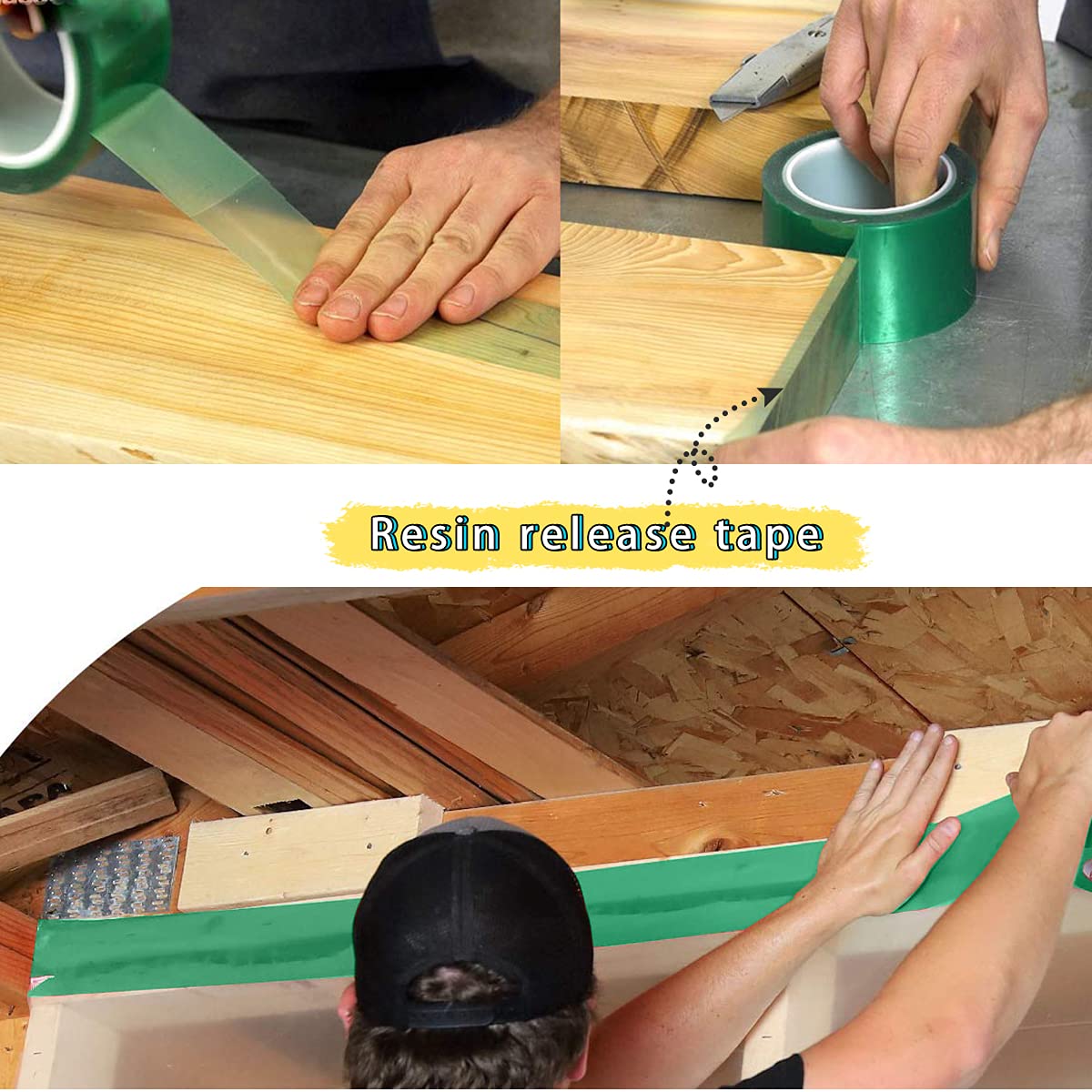 MYJOR Resin Tape, Epoxy Resin Tape, 2 in x 108 FT, Used for epoxy molding, Silicone Adhesive, Acid and Alkali Resistance, Easy Release, no Residue MYJOR