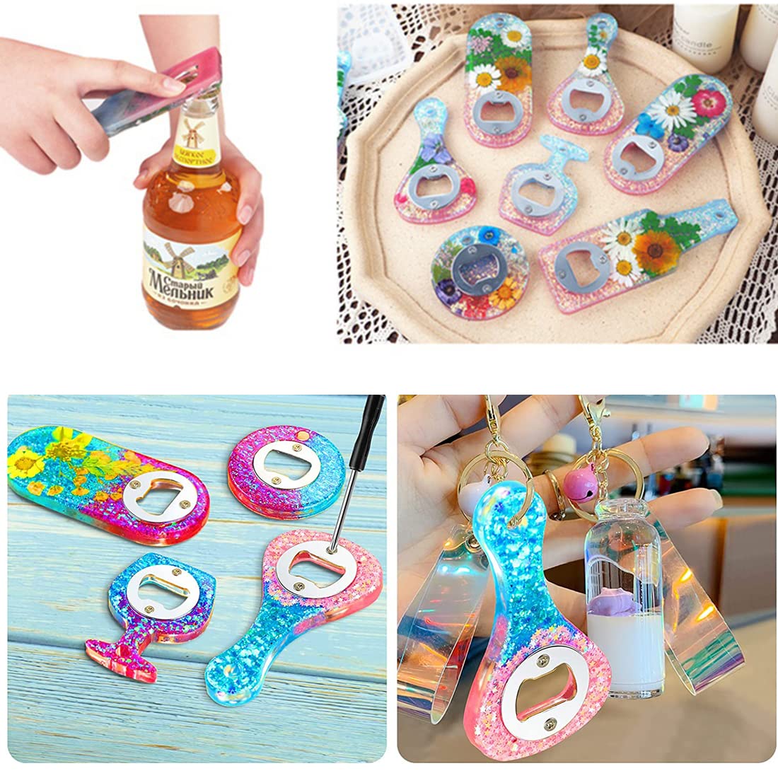 Bottle Opener Resin Molds Kit, Beer Opener Silicone Molds for Epoxy, Resin Jewelry Casting Molds, DIY Crafts Making for Best Gifts. Kizcmvre