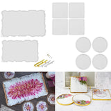 RESINWORLD 8 Pack Thick 4 inches Resin Coaster Molds Set + 2 Size 14 inches XL Large Tray Silicone Molds ResinWorld