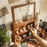 NUOBESTY Wooden Display Cabinet Collectible Display Shelves Box Wood Freestanding Box Cup Display Shadow Box Home Decoration NUOBESTY