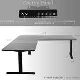 VIVO Electric Height Adjustable 77 x 71 inch Corner Stand Up Desk, 2 Black 30 inch Deep Table Tops, Black Frame, Memory Controller, L-Shaped VIVO