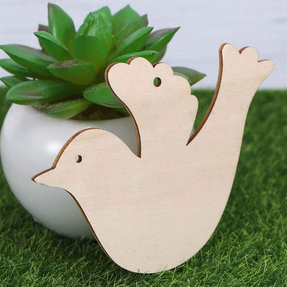 20pcs Wooden Bird Cutouts DIY Crafts Embellishments Dove Unfinished Wood Gift Tags Ornaments for Wedding Birthday Christmas Decoration