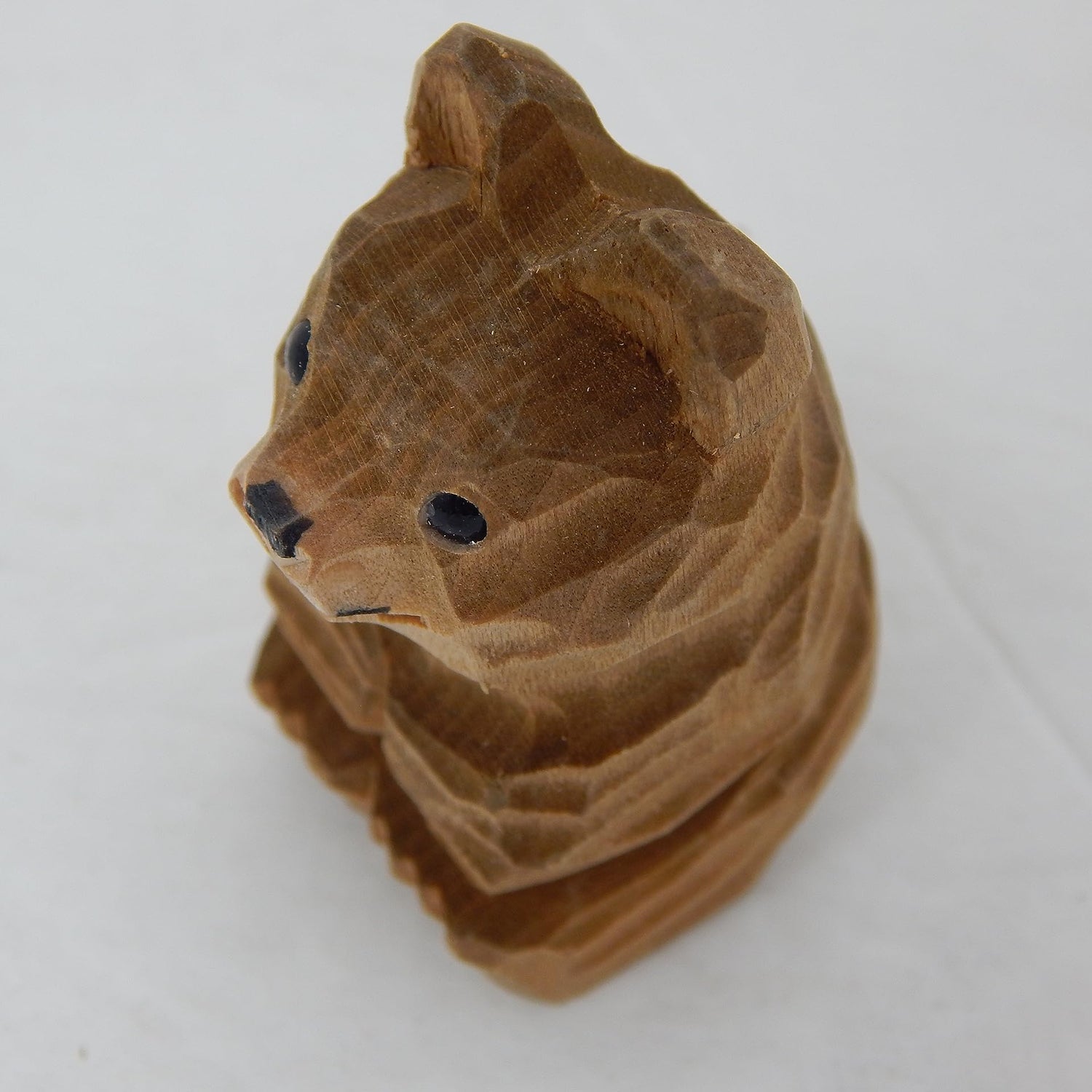 Brown Bear Cub Wood Ornament Hanging Figure Handmade Carved Decoration Selsela