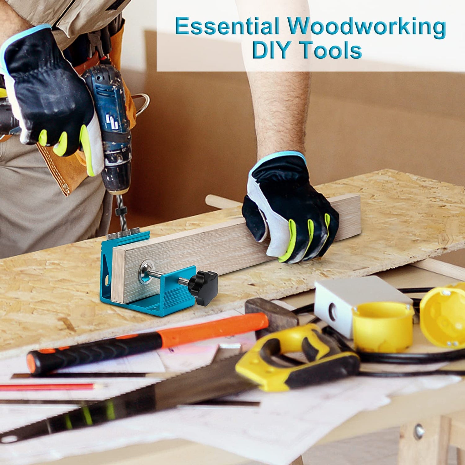 Pocket Hole Jig Kit with 3 Drill Hole for Carpentry Positioner Dowel Drill Joinery Screw Kit All-In-One Drill Hole System Set Wood Woodwork Guides KingBaas