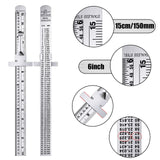 Pocket Ruler 6 Inch and 12 Inch Metal Rulers with Inch and Metric Graduation Stainless Steel Precision Ruler Measuring Tool for Engineering, School, TOODOO