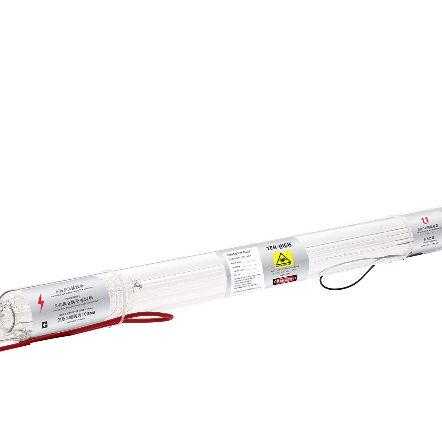 TEN-HIGH 50W CO2 Laser Tube 800mm D50mm, Wires Preconnected with Coating, for Laser Cutter Laser Engraving Cutting Machine TEN-HIGH