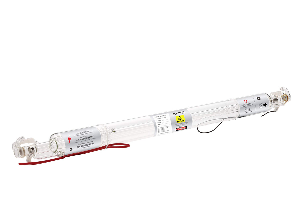 TEN-HIGH 50W CO2 Laser Tube 800mm D50mm, Wires Preconnected with Coating, for Laser Cutter Laser Engraving Cutting Machine TEN-HIGH